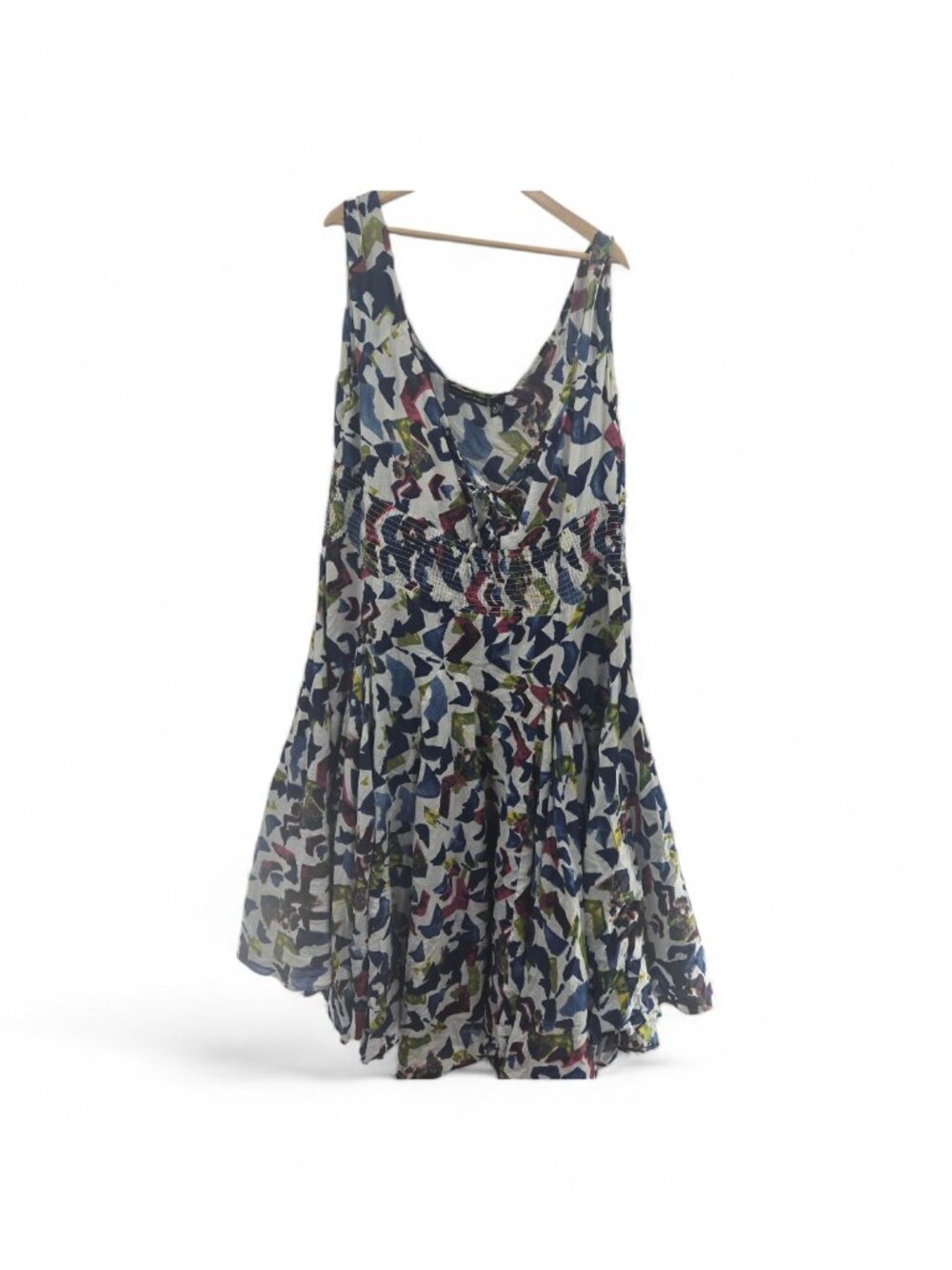 Grace Elements White Abstract Flowy Maxi Dress Size XL